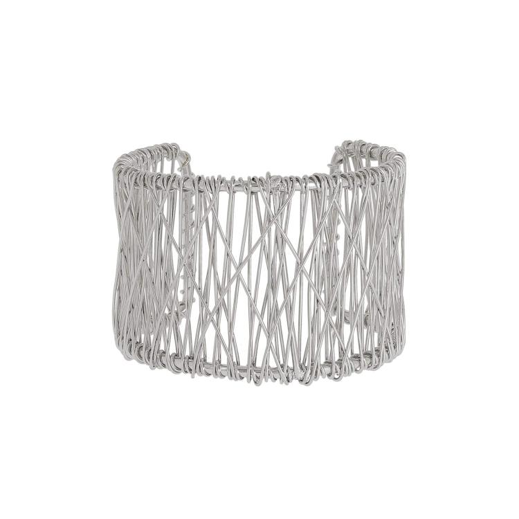 Bracelet Manchette Bangle En Alliage Argenté - Taille Ajustable 17/18 Cm
