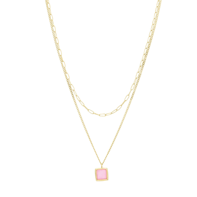 Multi rangs Lecarré Quartz rose Collier - Pendentif Femme Multi rangs- Bijoux et accessoires pas chers pour femme Luzaka Ref.69171