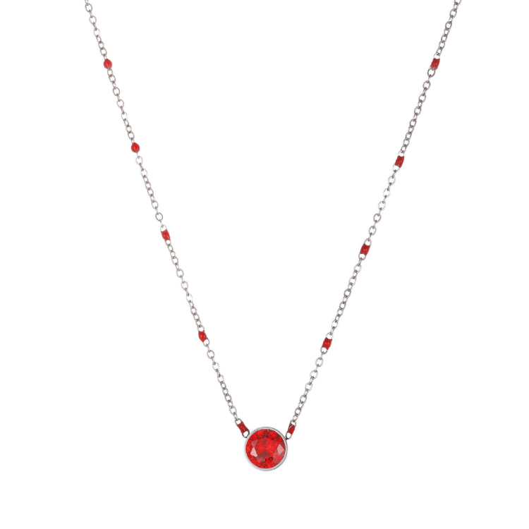 Collier acier Luz zircon rouge Collier - Pendentif Femme Collier - Pendentif- Bijoux et accessoires pas chers pour femme Luzaka Ref.71243
