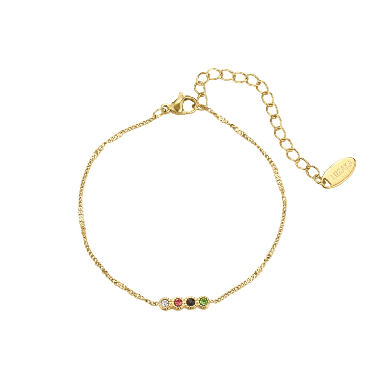 Bracelet zircons multicolores acier doré or Bracelet Femme Chaine - Cordon- Bijoux et accessoires pas chers pour femme Luzaka Ref.72301