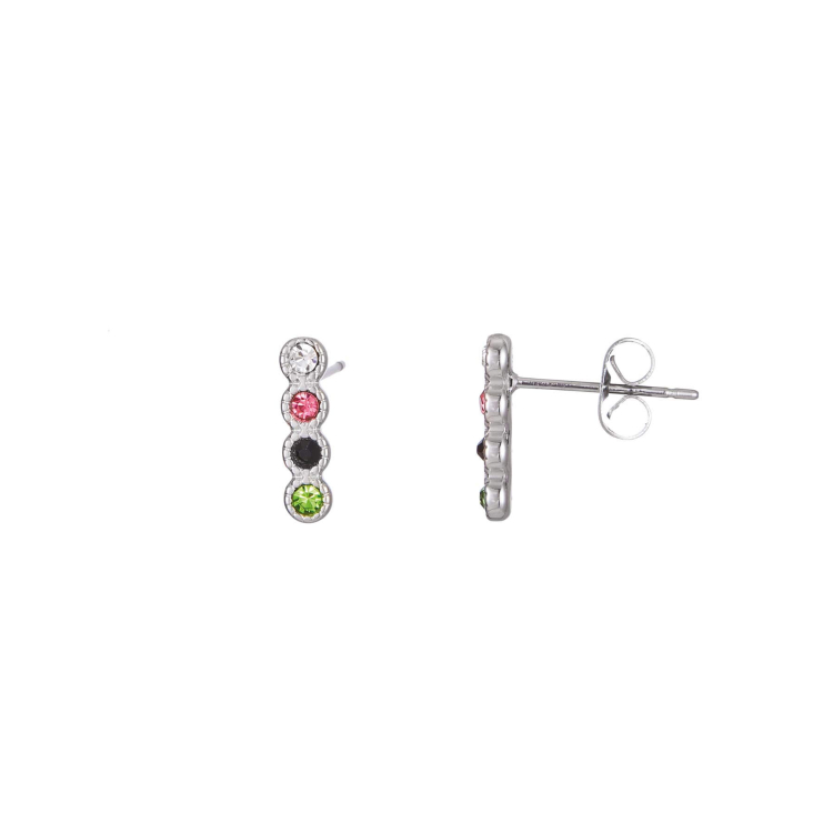 Boucles zircons multicolore acier Boucles d'oreilles Femme Courtes - Puces- Bijoux et accessoires pas chers pour femme Luzaka Ref.72332
