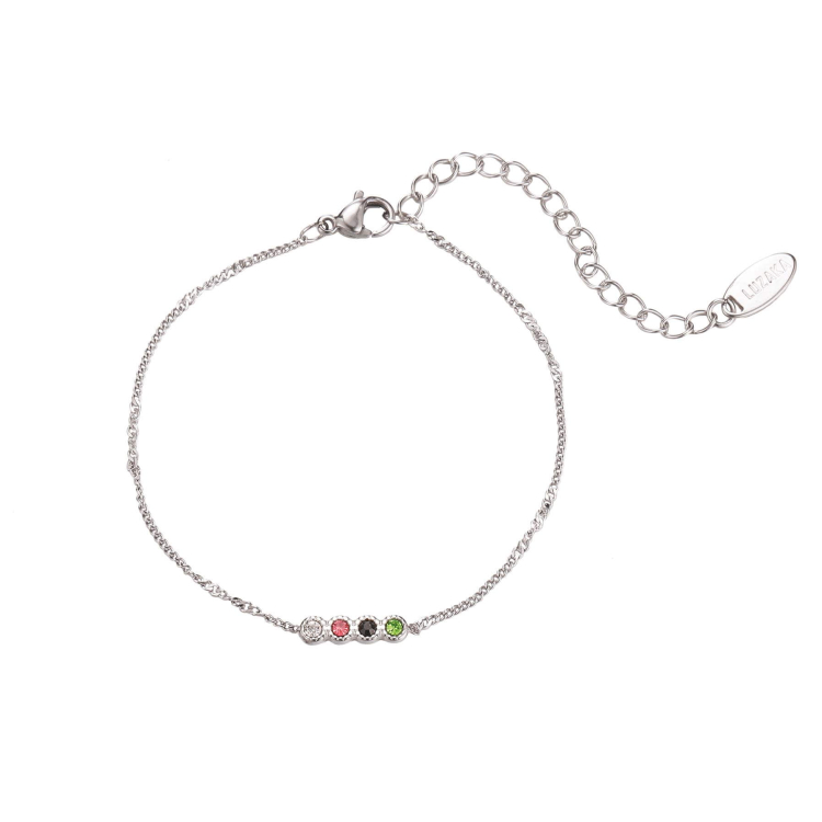 Bracelet zircons multicolores acier Bracelet Femme Chaine - Cordon- Bijoux et accessoires pas chers pour femme Luzaka Ref.72349