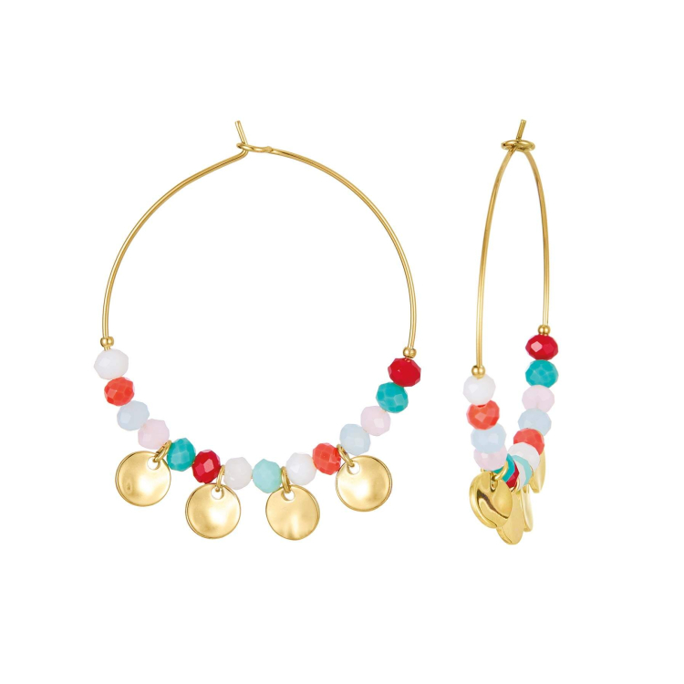 Boucles créoles Pampilles Boucles d'oreilles Femme Rondes - Créoles- Bijoux et accessoires pas chers pour femme Luzaka Ref.72622