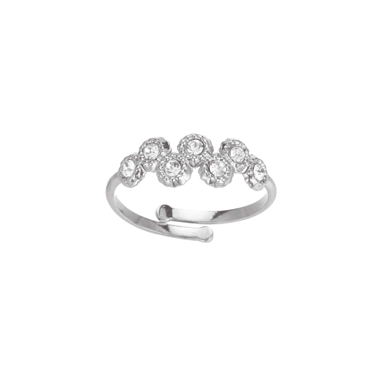 Bague 7 zircons blanc acier argenté: Trouver les plus beaux bijoux femme de la saison