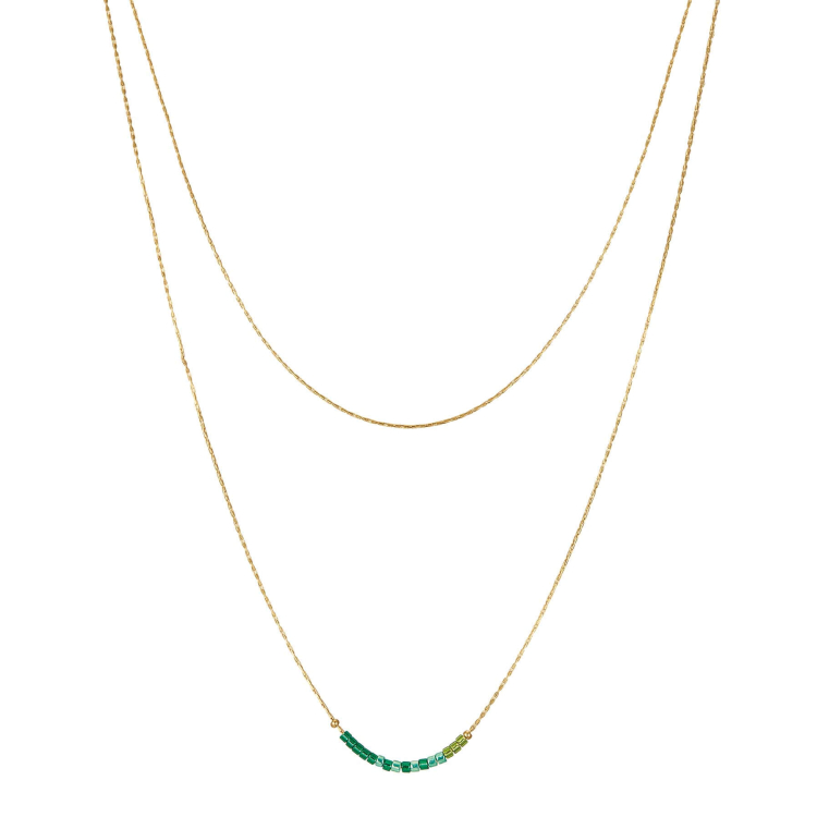 Multi rangs vert acier doré or Collier - Pendentif Femme Multi rangs- Bijoux et accessoires pas chers pour femme Luzaka Ref.72714