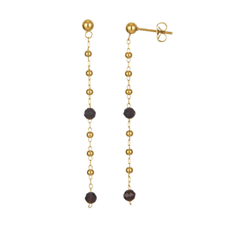 Boucles Rosaire Obsidienne Boucles d'oreilles Femme Longues - Pendantes- Bijoux et accessoires pas chers pour femme Luzaka Ref.72837