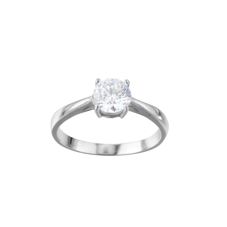 Bague acier Luz zircon blanc