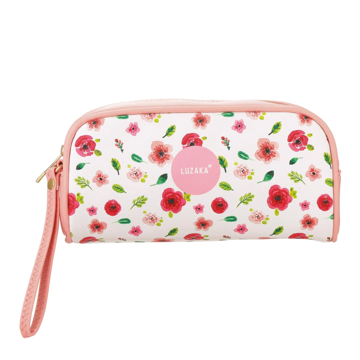 Trousse compact Fleurs rose