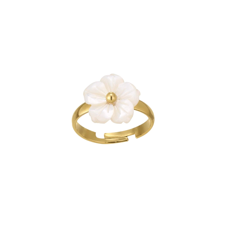 Bague Fleur nacre acier dor or Trouver les plus beaux bijoux