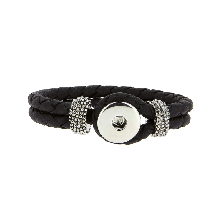 Bracelet Snap Solo noir : Large choix de bijoux à personnaliser avec des  boutons Snap à clipser sur les bijoux. Bijoux Snap pas chers !