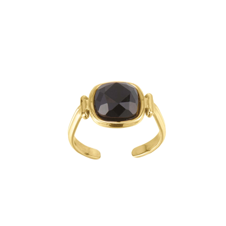 Bague Emma doree Obsidienne