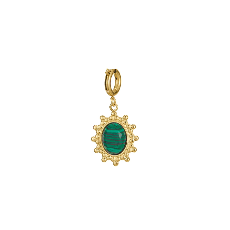 Charm Camee Malachite acier dore or